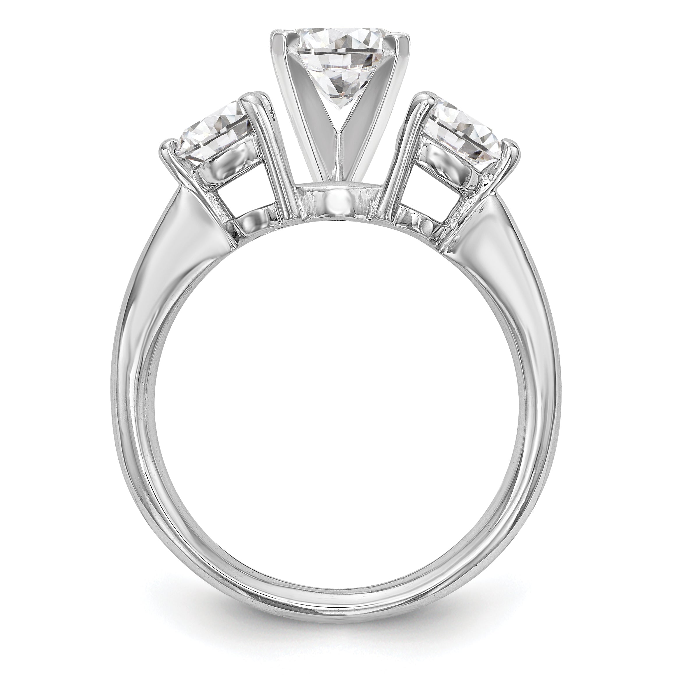 14K Weißgold Verlobungsring mit 3 Diamanten in Krappenfassung