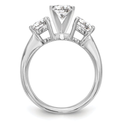 14K Weißgold Verlobungsring mit 3 Diamanten in Krappenfassung