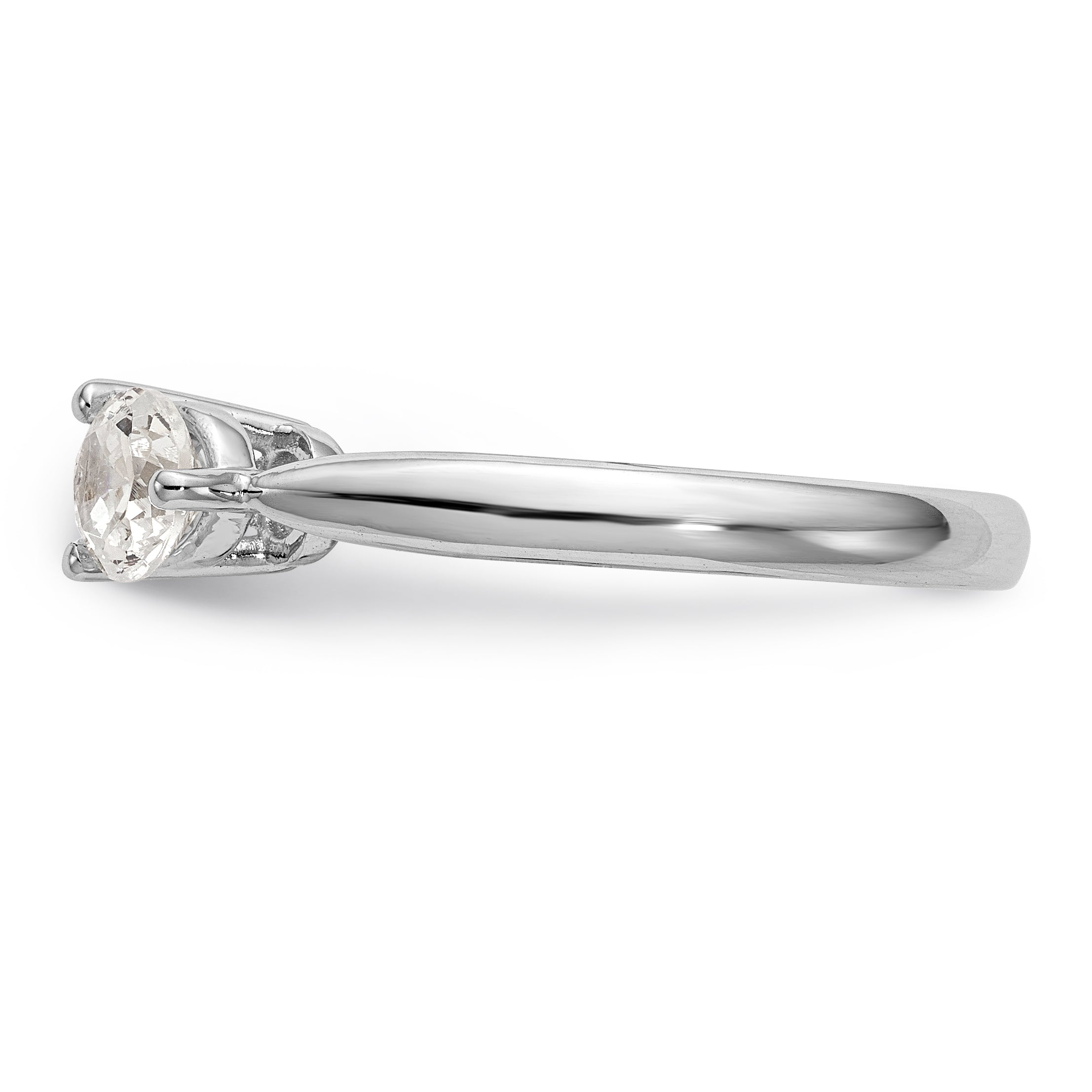 14K Weißgold Verlobungsring mit 3 Diamanten in Krappenfassung