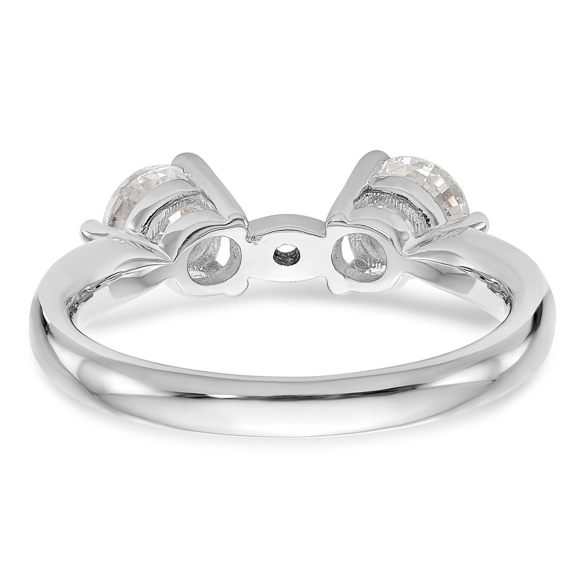 14K Weißgold Verlobungsring mit 3 Diamanten in Krappenfassung