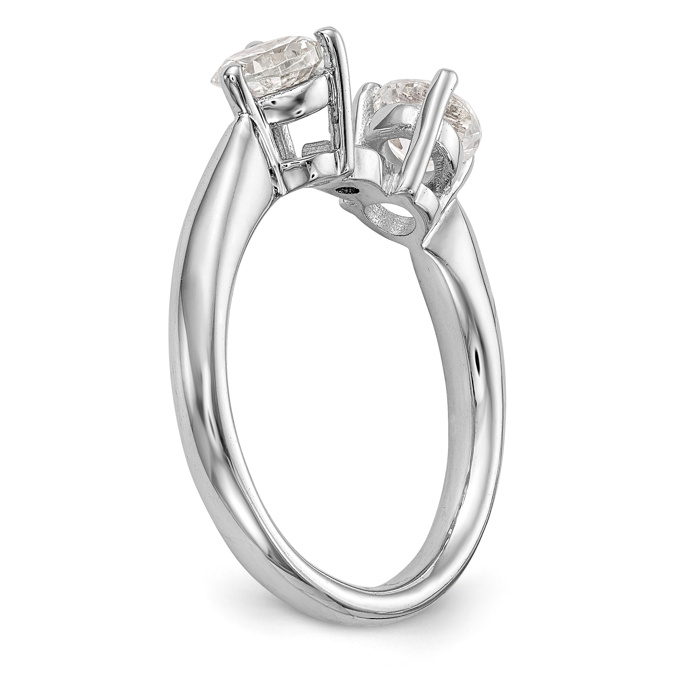 14K Weißgold Verlobungsring mit 3 Diamanten in Krappenfassung