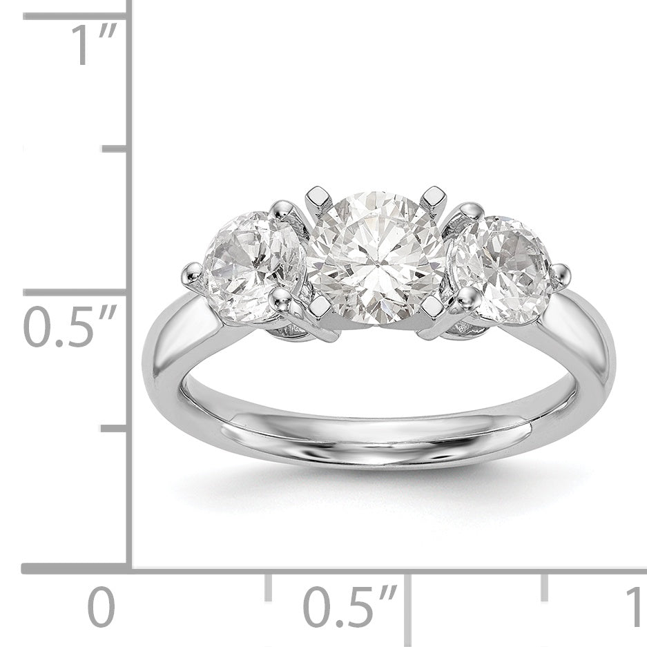14K Weißgold Verlobungsring mit 3 Diamanten in Krappenfassung