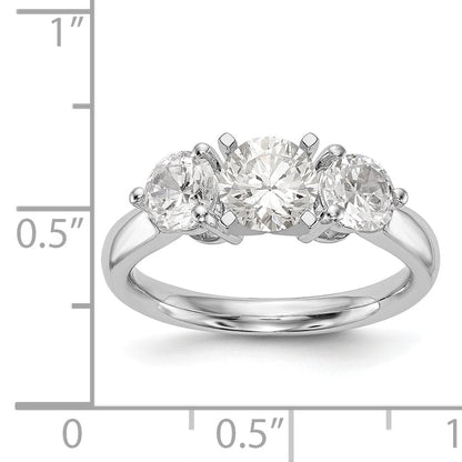 14-Karat-Weißgold-Verlobungsring mit 3 Diamanten in Krappenfassung