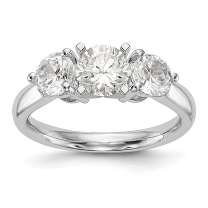 14K Weißgold Verlobungsring mit 3 Diamanten in Krappenfassung