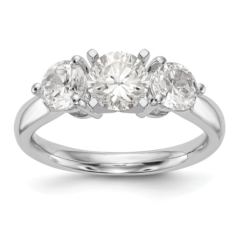 14K Weißgold Verlobungsring mit 3 Diamanten in Krappenfassung