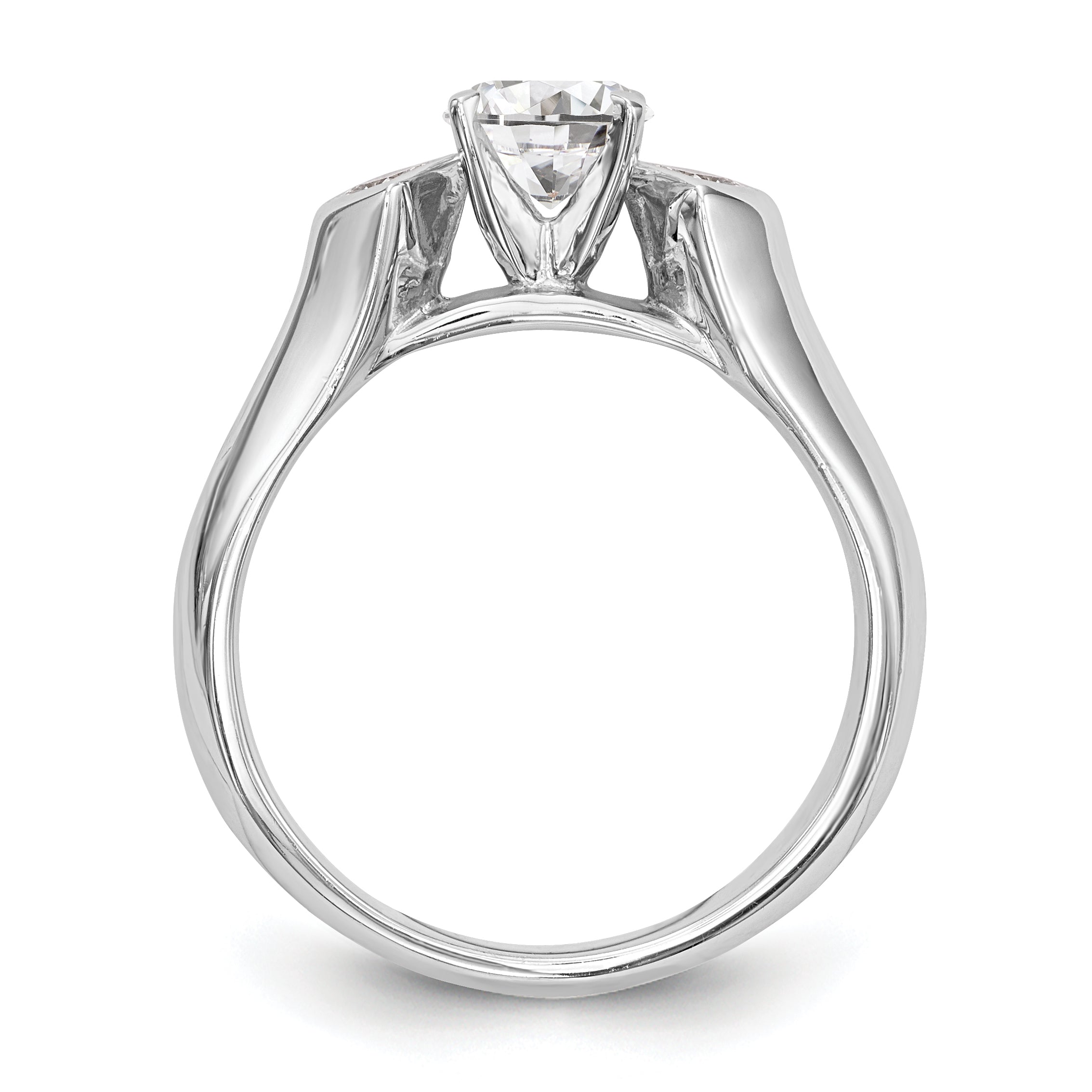 14K Weißgold Verlobungsring mit 3 Diamanten in Krappenfassung