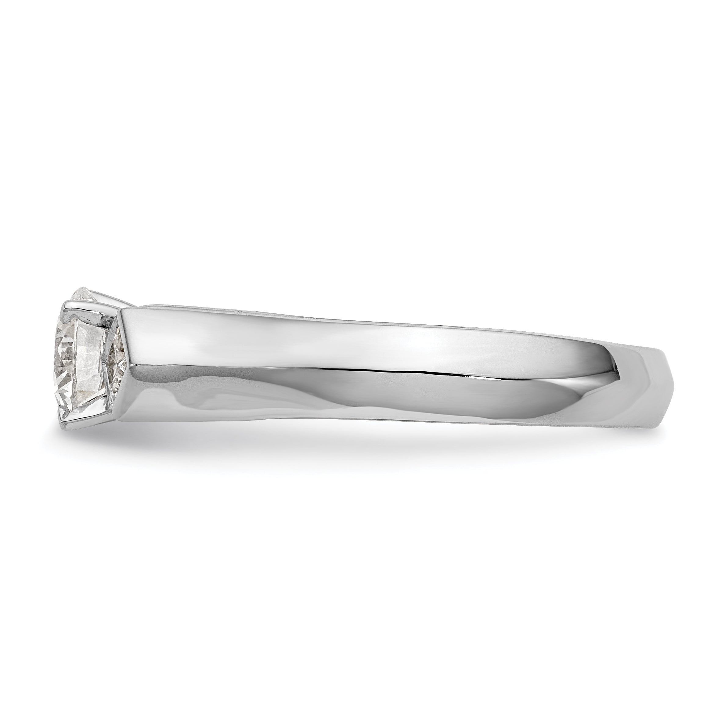 14K Weißgold Verlobungsring mit 3 Diamanten in Krappenfassung