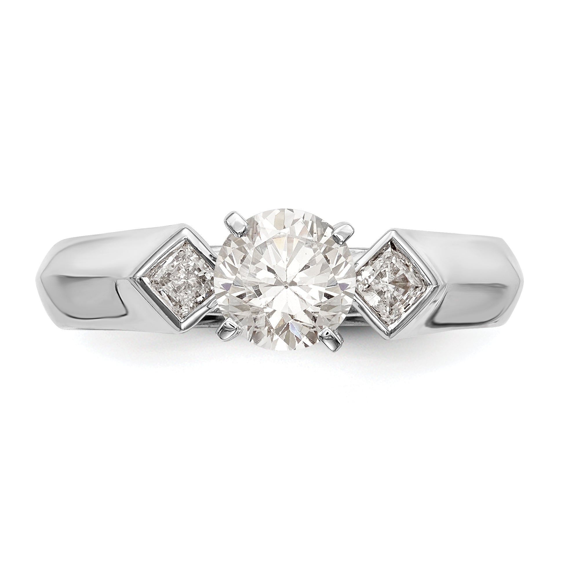 14K Weißgold Verlobungsring mit 3 Diamanten in Krappenfassung