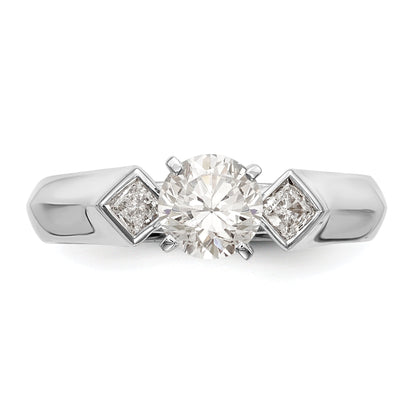 14K Weißgold Verlobungsring mit 3 Diamanten in Krappenfassung