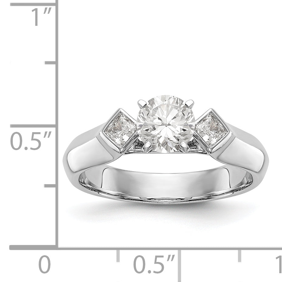 14K Weißgold Verlobungsring mit 3 Diamanten in Krappenfassung