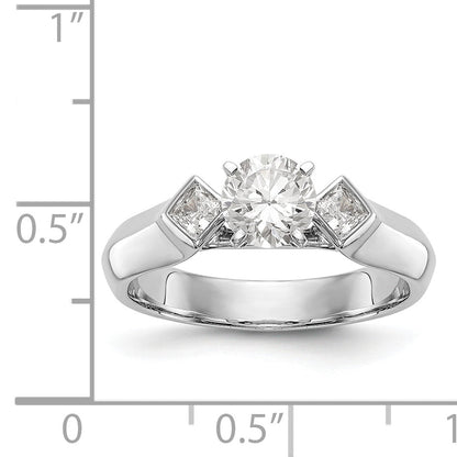 14K Weißgold Verlobungsring mit 3 Diamanten in Krappenfassung