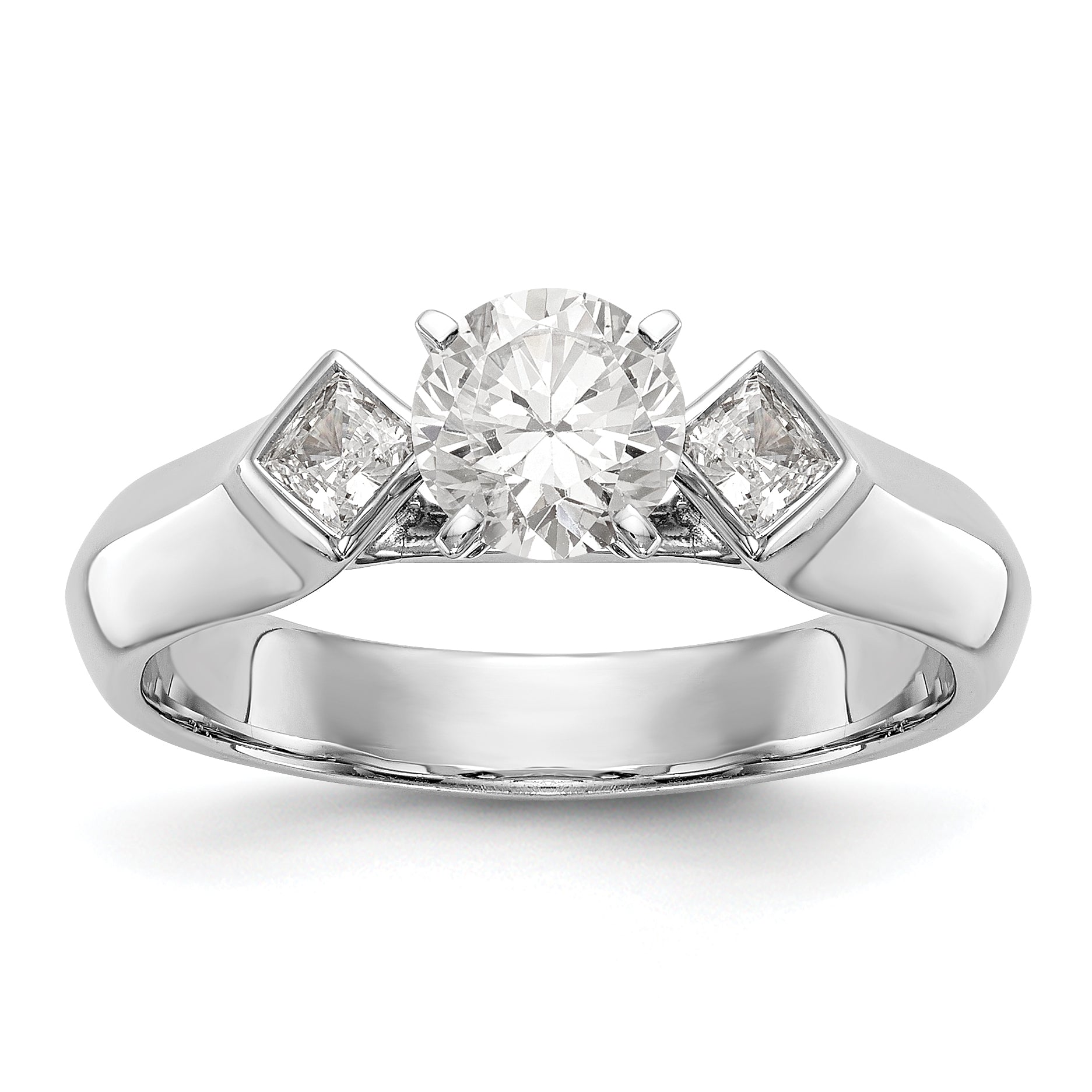 14K Weißgold Verlobungsring mit 3 Diamanten in Krappenfassung