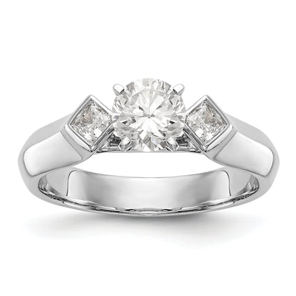 14K Weißgold Verlobungsring mit 3 Diamanten in Krappenfassung