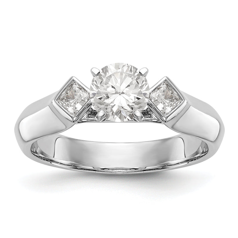 14K Weißgold Verlobungsring mit 3 Diamanten in Krappenfassung