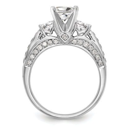 14K Weißgold Verlobungsring mit gefassten simulierten Diamanten