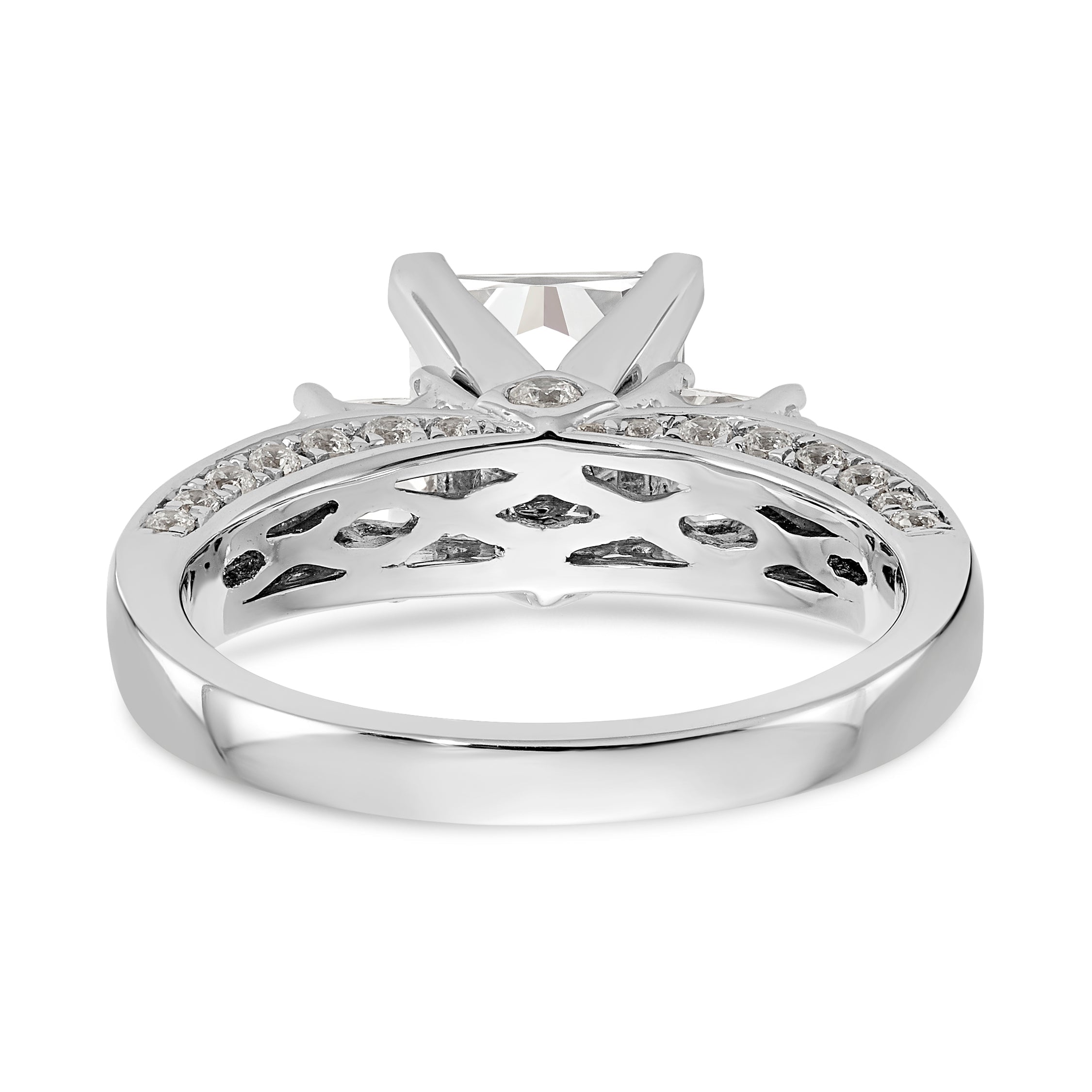 14K Weißgold Verlobungsring mit gefassten simulierten Diamanten