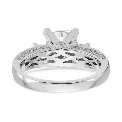 14K Weißgold Verlobungsring mit gefassten simulierten Diamanten