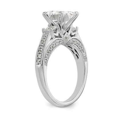 14K Weißgold Verlobungsring mit gefassten simulierten Diamanten
