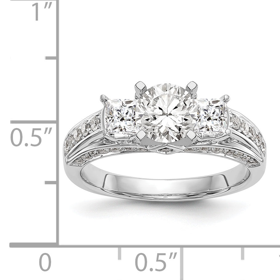 14K Weißgold Verlobungsring mit gefassten simulierten Diamanten