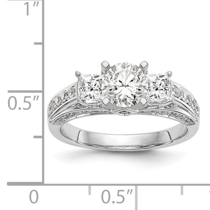 14K Weißgold Verlobungsring mit gefassten simulierten Diamanten