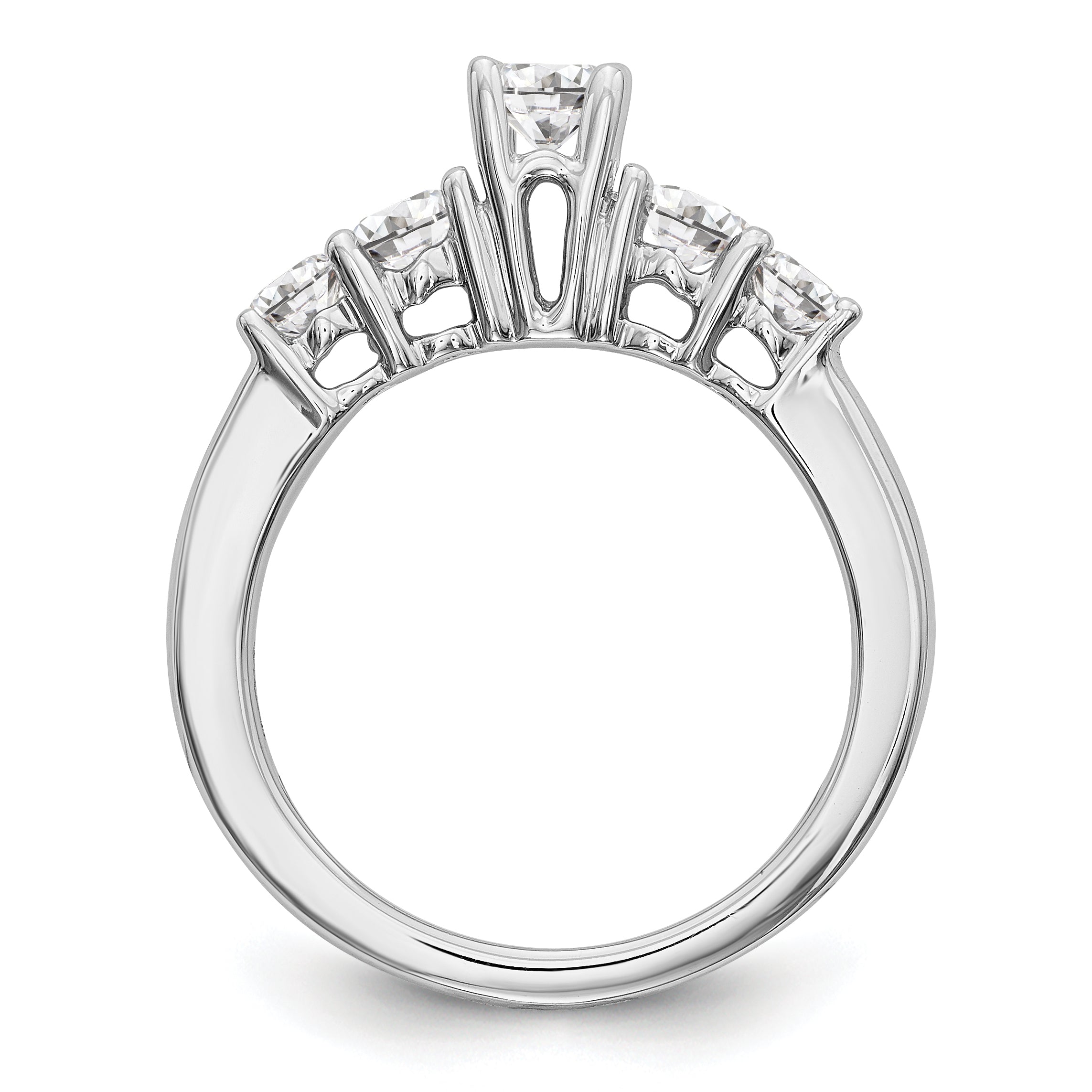 14K Weißgold Verlobungsring mit 5 Diamanten