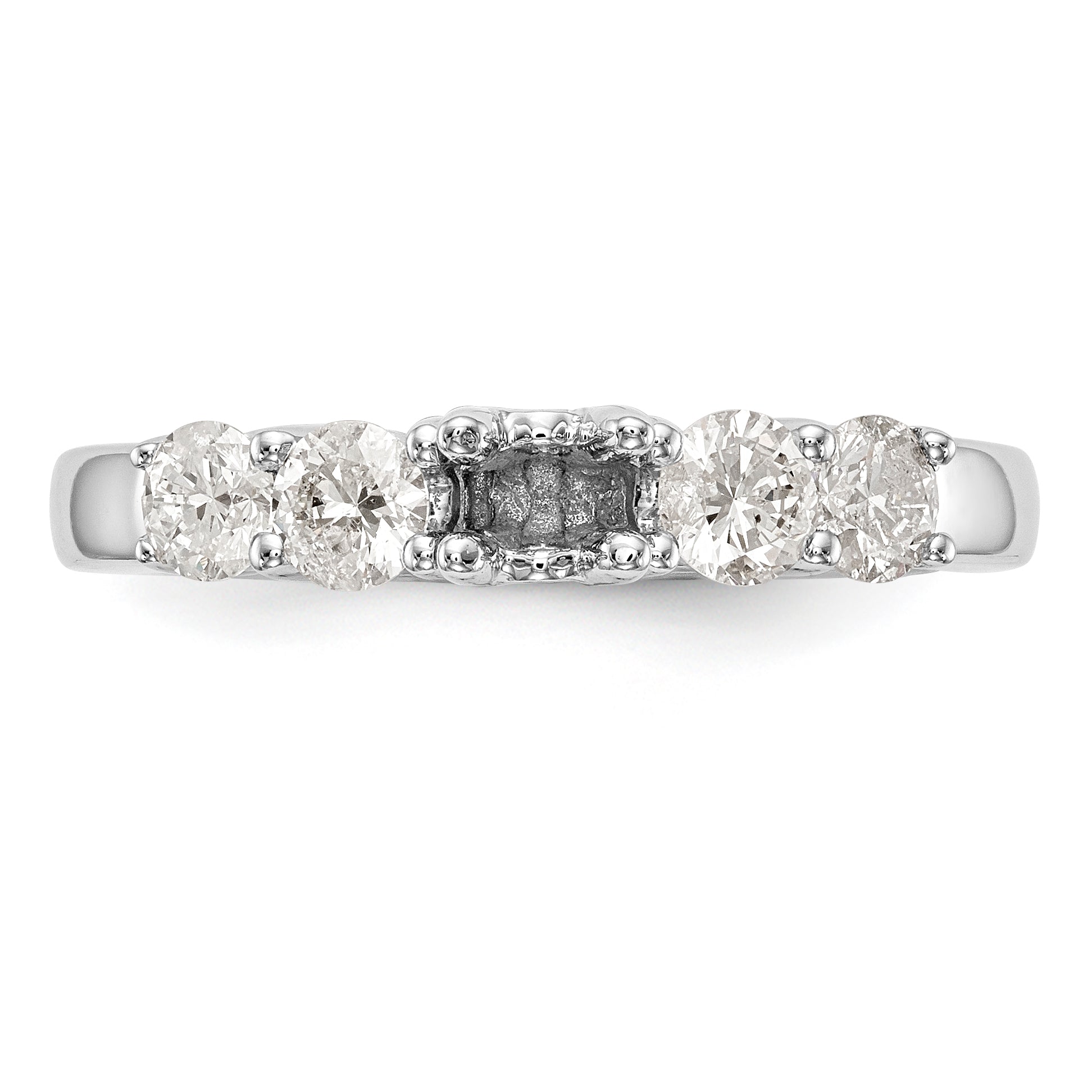 14K Weißgold Verlobungsring mit 5 Diamanten