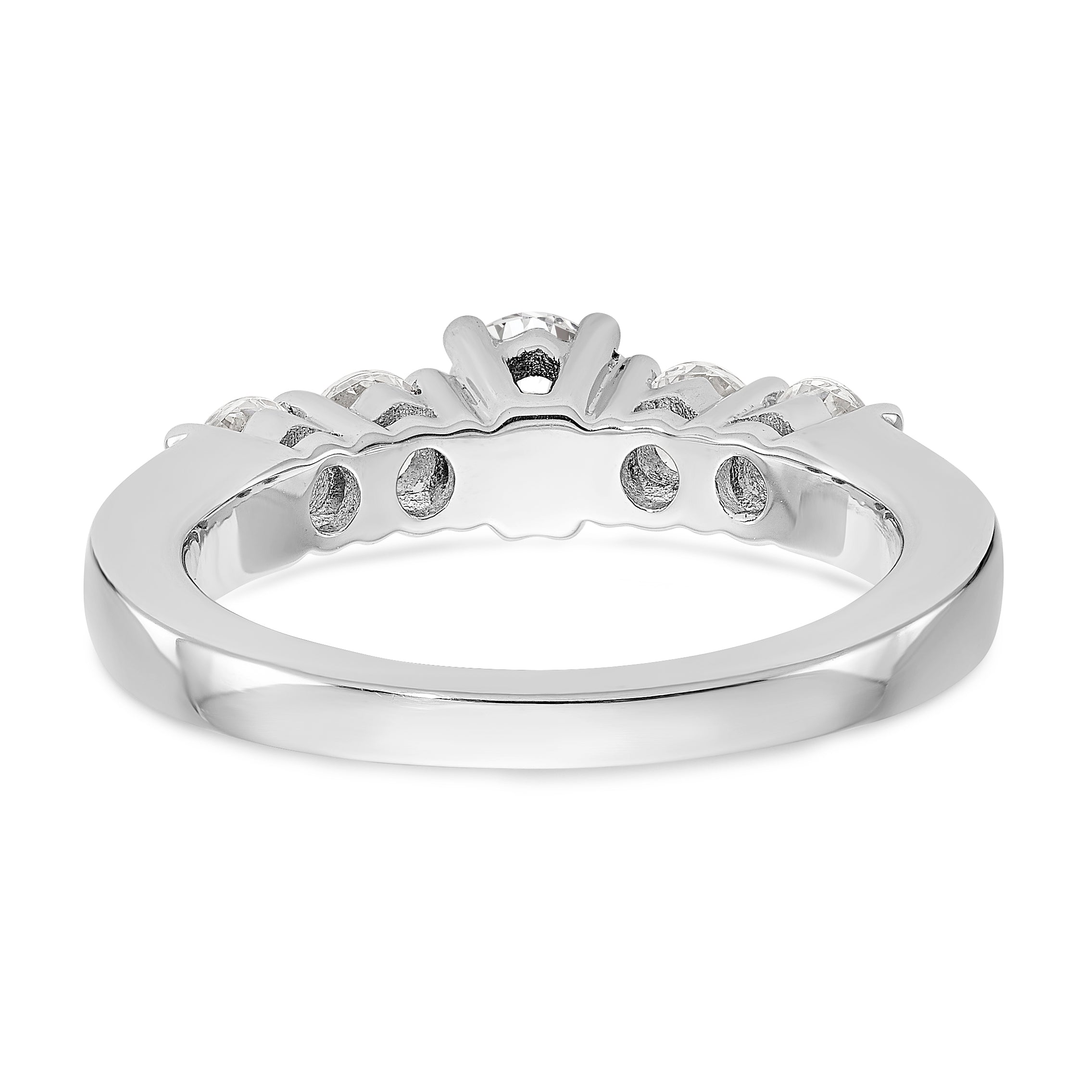 14K Weißgold Verlobungsring mit 5 Diamanten