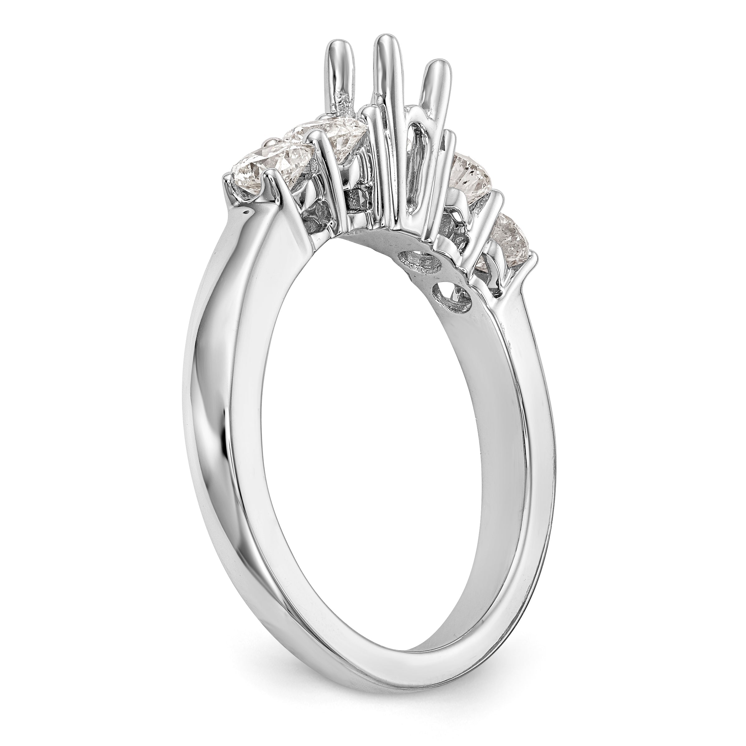 14K Weißgold Verlobungsring mit 5 Diamanten