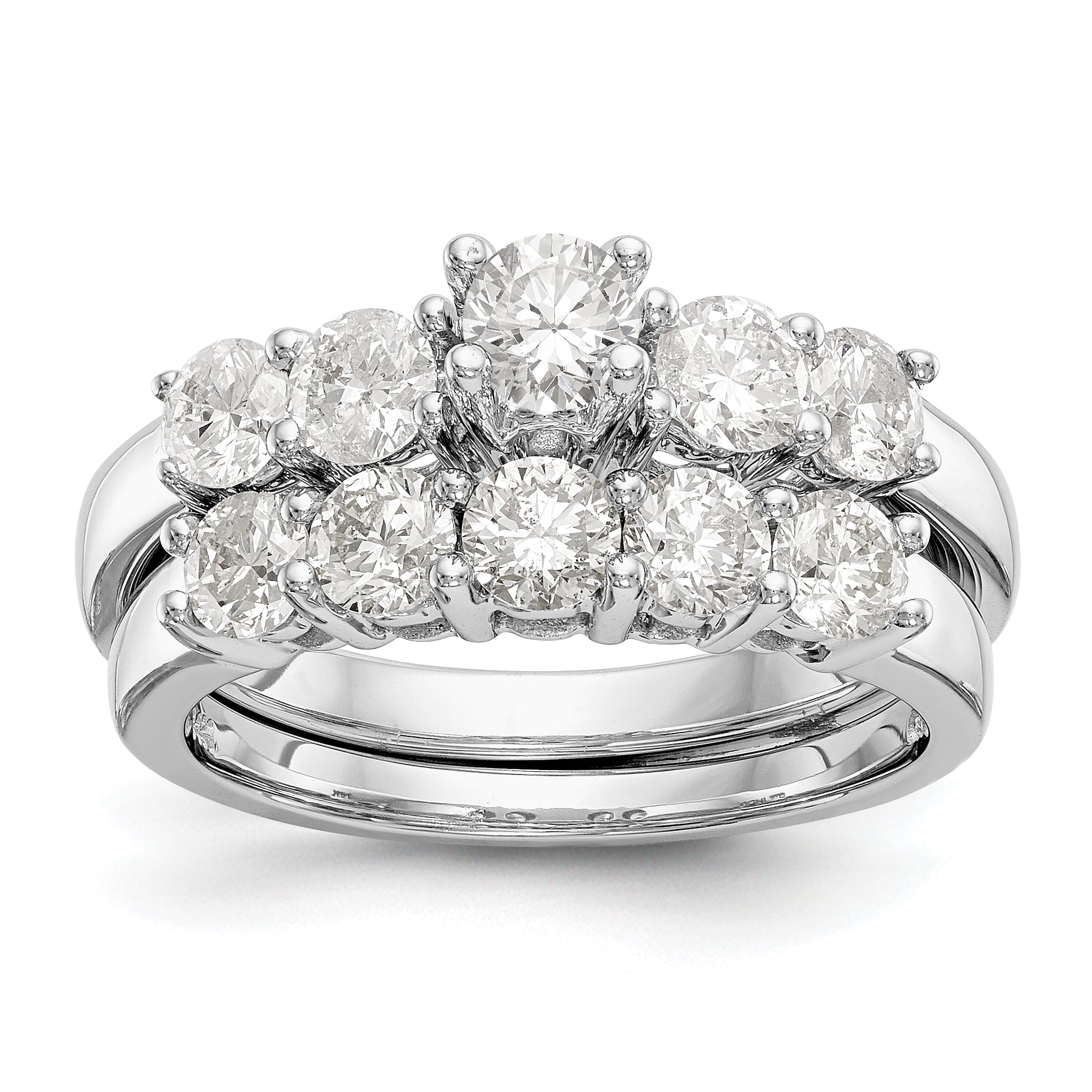 14K Weißgold Verlobungsring mit 5 Diamanten