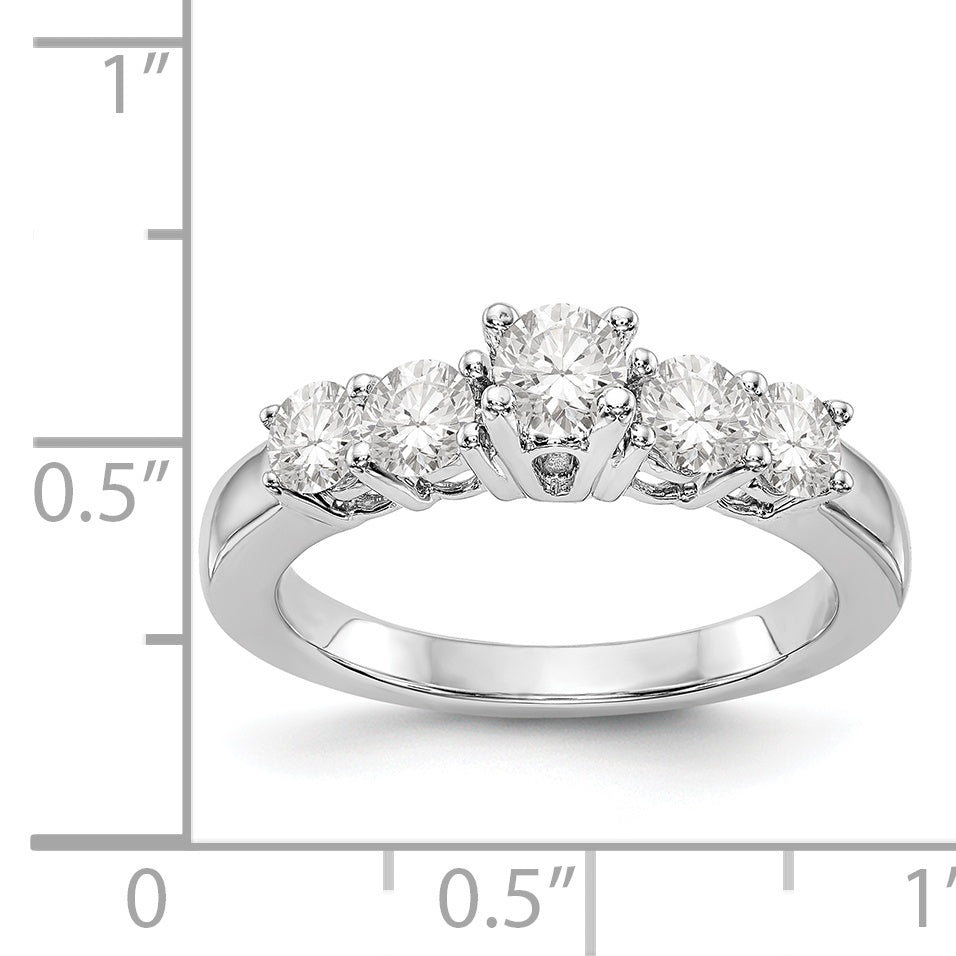 14K Weißgold Verlobungsring mit 5 Diamanten