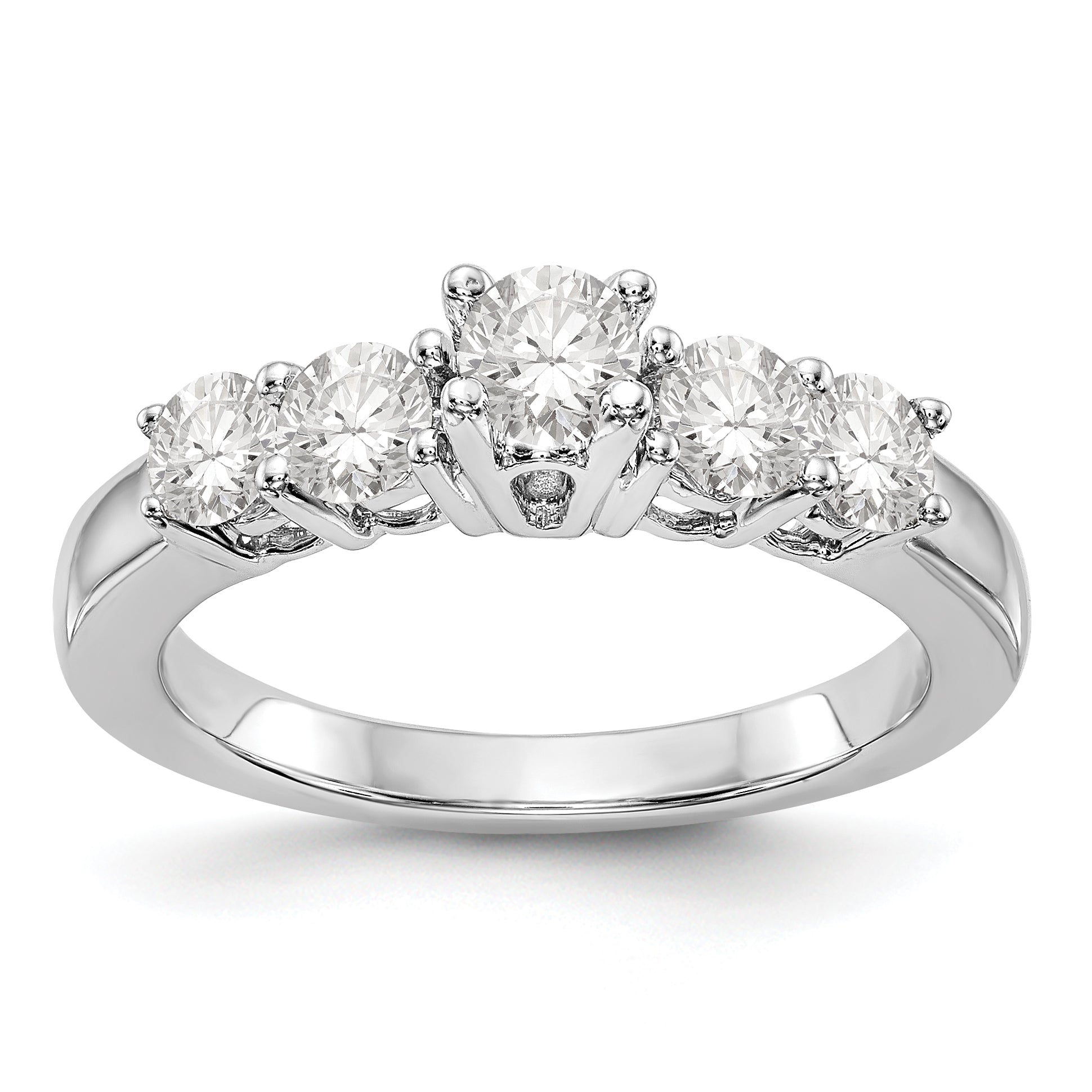 14K Weißgold Verlobungsring mit 5 Diamanten