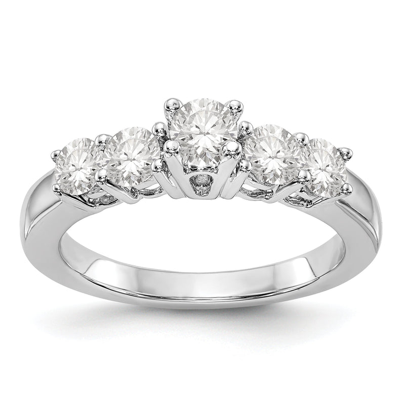 14K Weißgold Verlobungsring mit 5 Diamanten