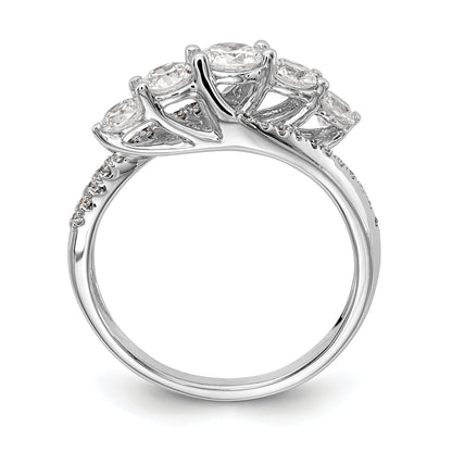 14K Weißgold Verlobungsring mit 5 simulierten Diamanten