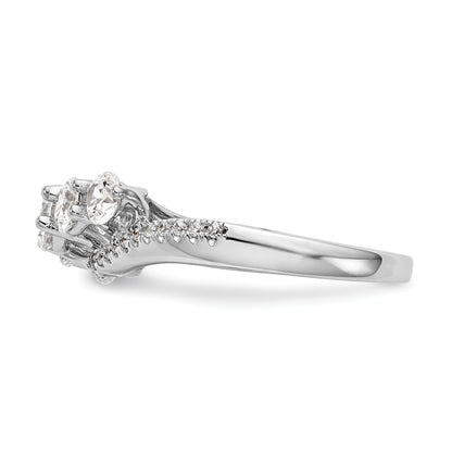 14K Weißgold Verlobungsring mit 5 simulierten Diamanten