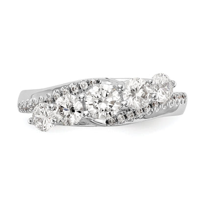 14K Weißgold Verlobungsring mit 5 simulierten Diamanten