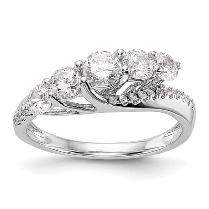 14K Weißgold Verlobungsring mit 5 simulierten Diamanten