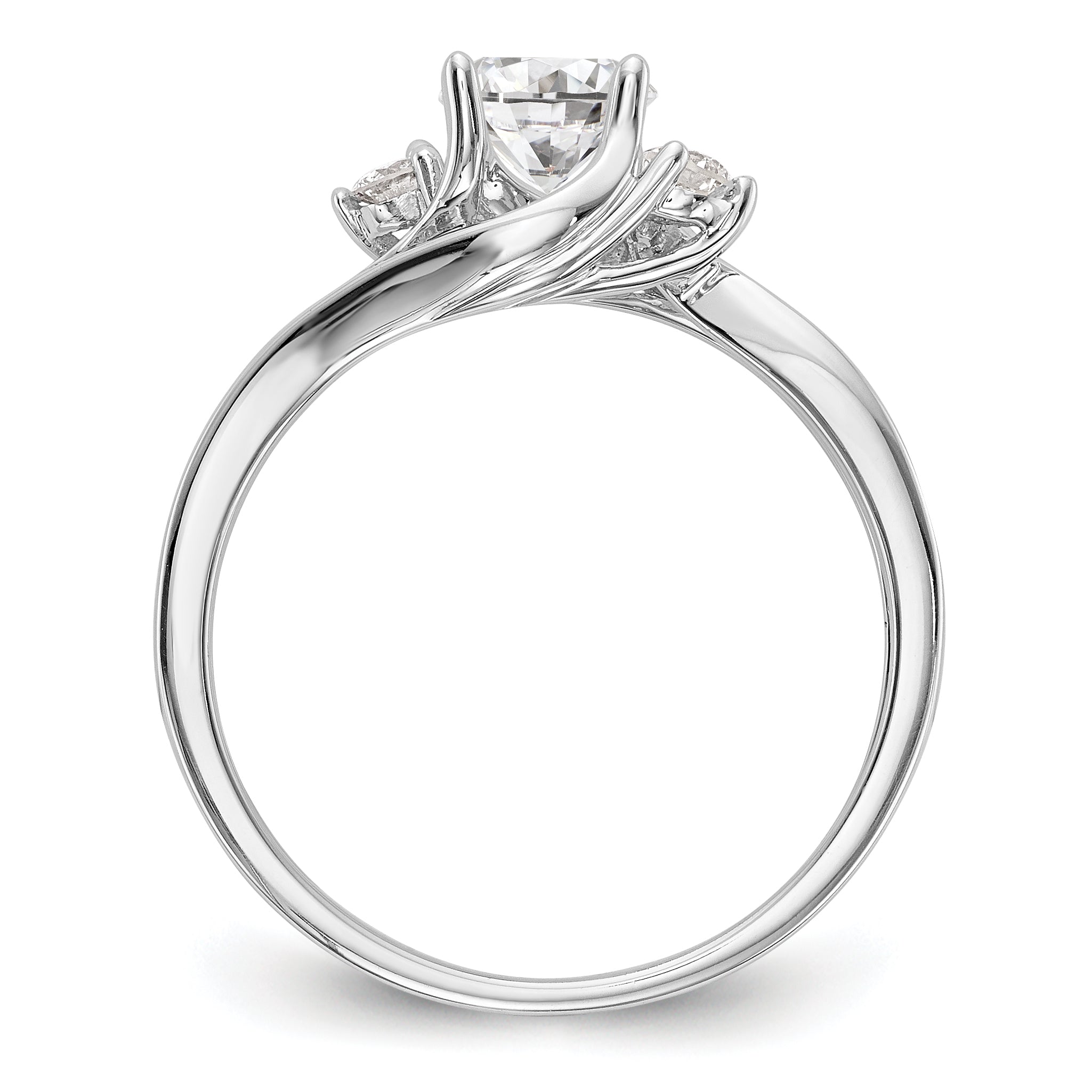14K Weißgold Verlobungsring mit 3 simulierten Diamanten