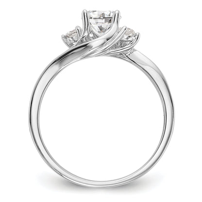 14K Weißgold Verlobungsring mit 3 simulierten Diamanten