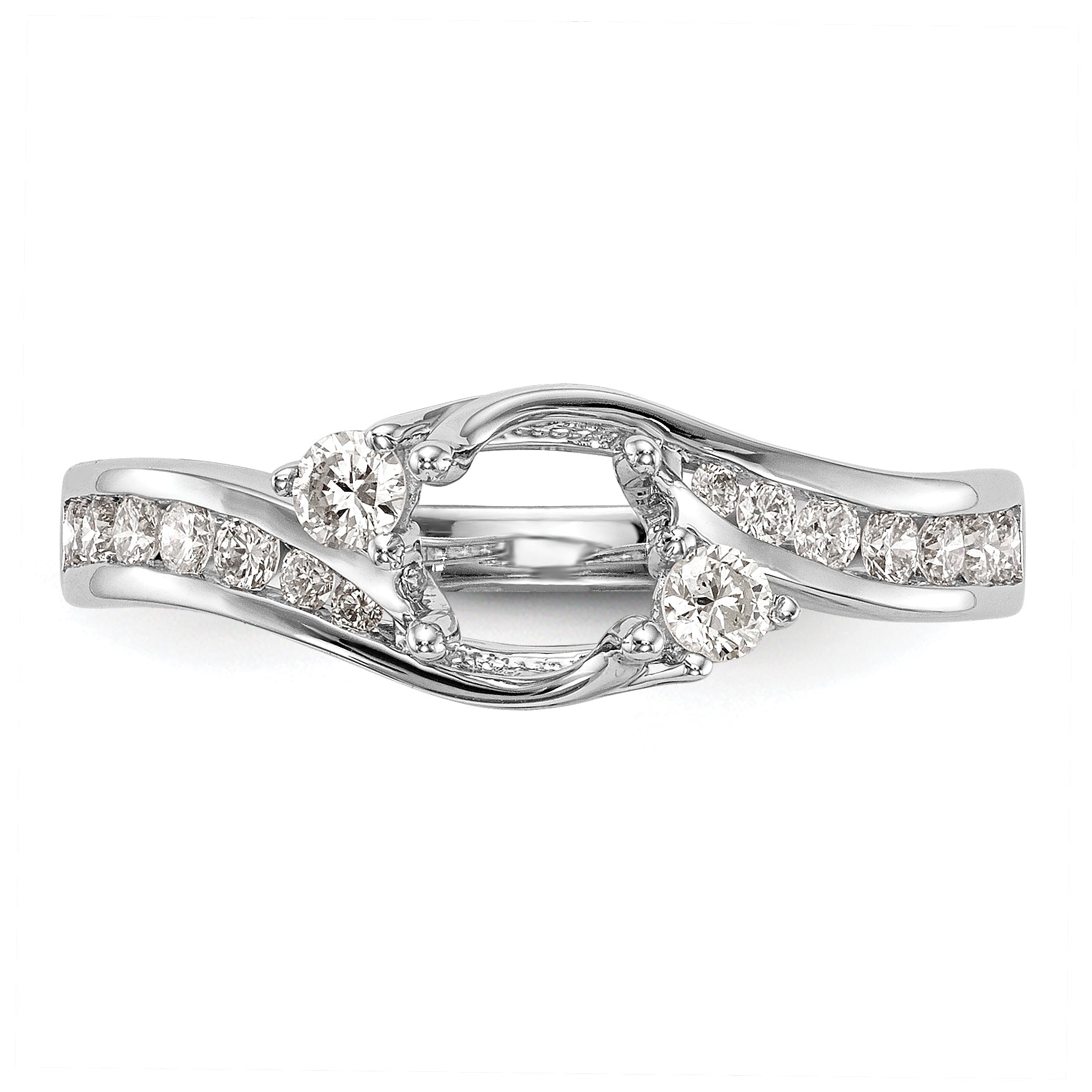 14K Weißgold Verlobungsring mit 3 simulierten Diamanten