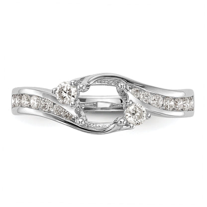 14K Weißgold Verlobungsring mit 3 simulierten Diamanten