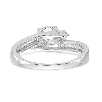 14K Weißgold Verlobungsring mit 3 simulierten Diamanten