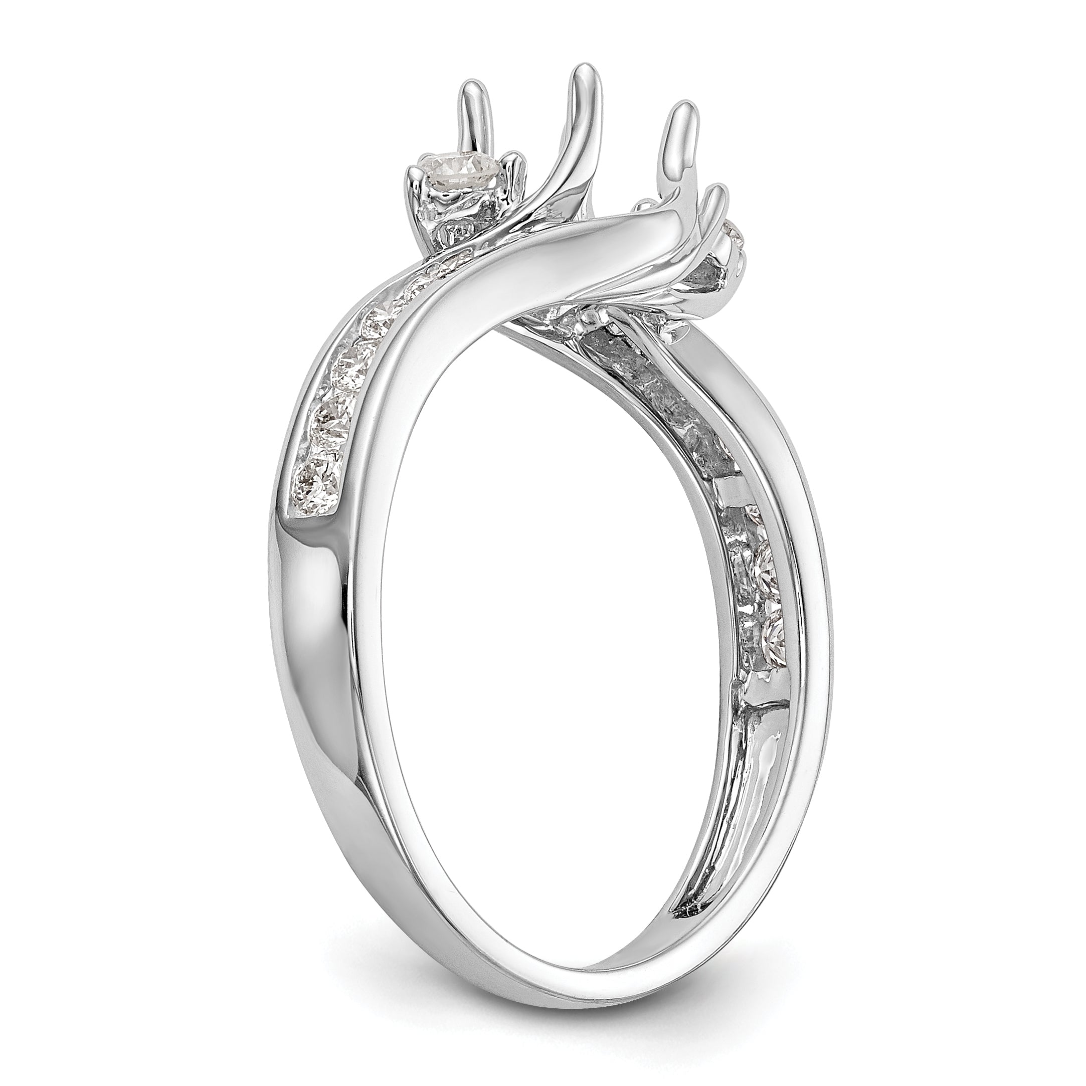 14K Weißgold Verlobungsring mit 3 simulierten Diamanten