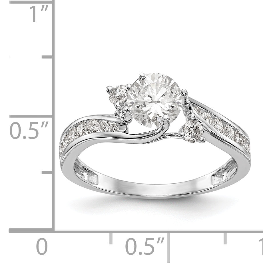 14K Weißgold Verlobungsring mit 3 simulierten Diamanten