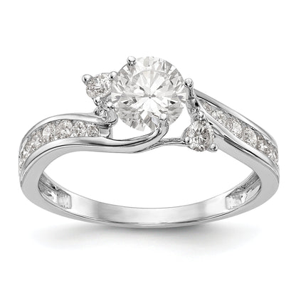 14K Weißgold Verlobungsring mit 3 simulierten Diamanten