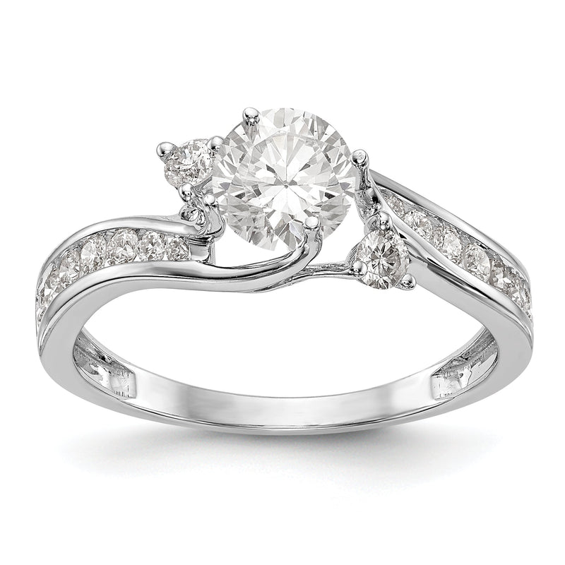 14K Weißgold Verlobungsring mit 3 simulierten Diamanten