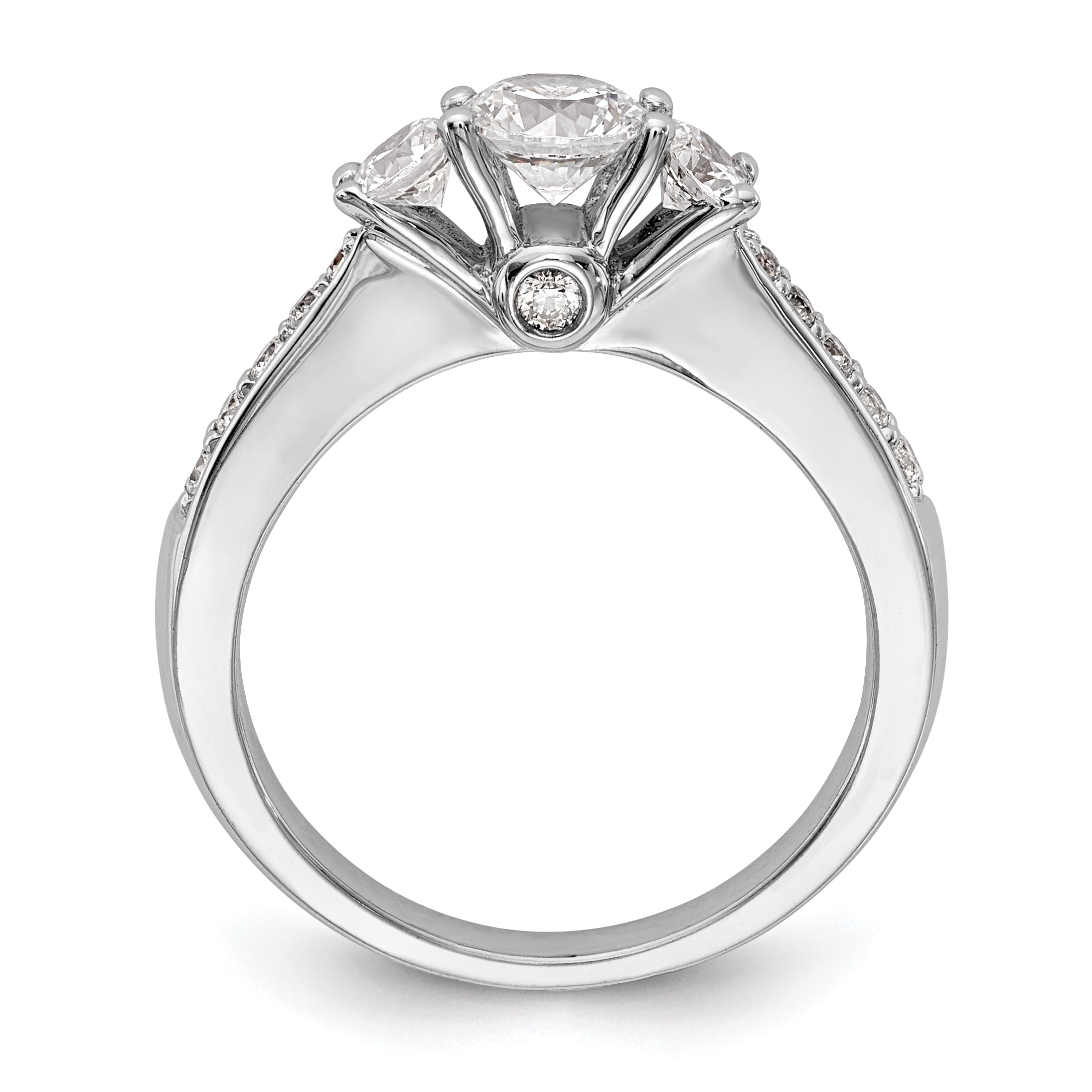 14K Weißgold Verlobungsring mit 3 simulierten Diamanten