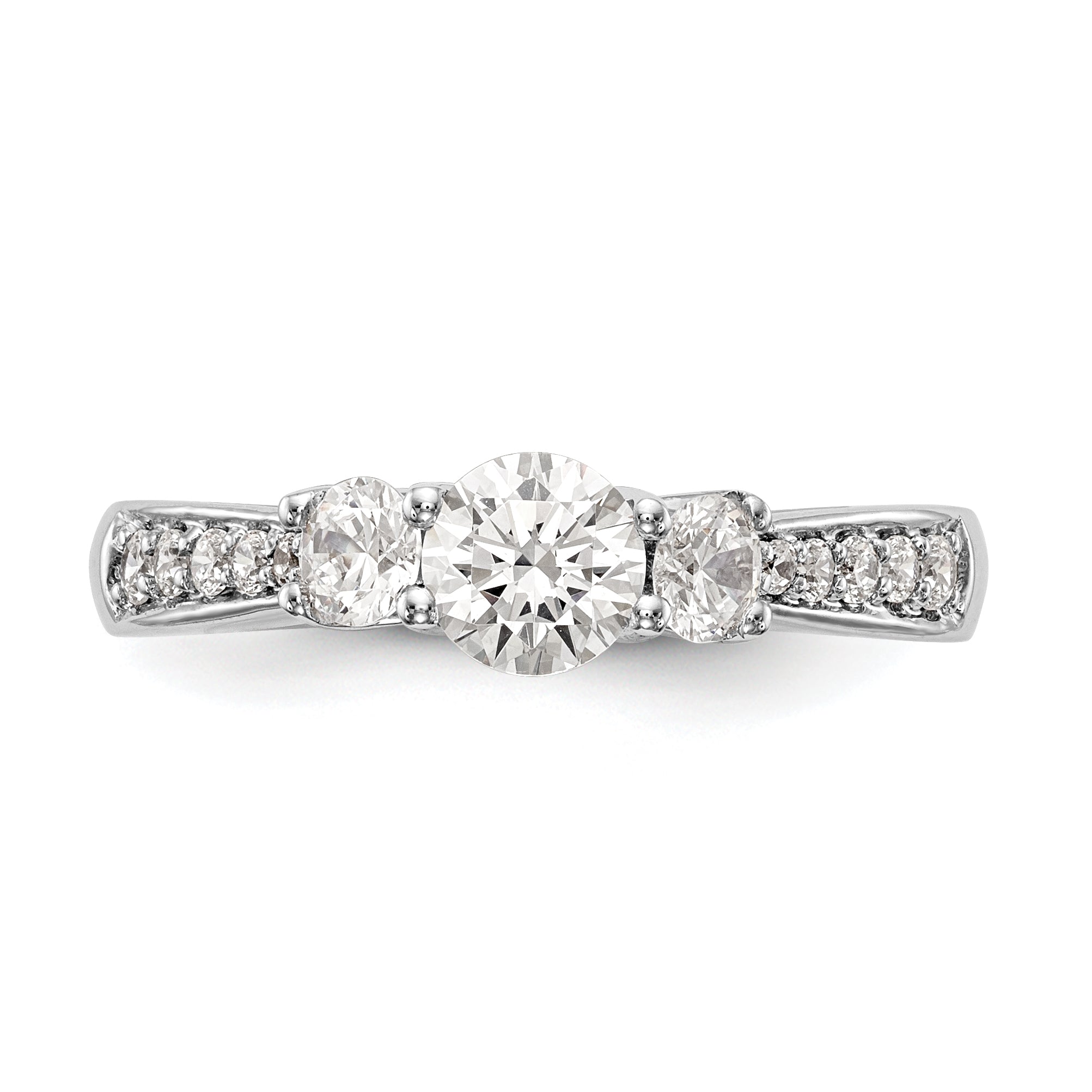 14K Weißgold Verlobungsring mit 3 simulierten Diamanten