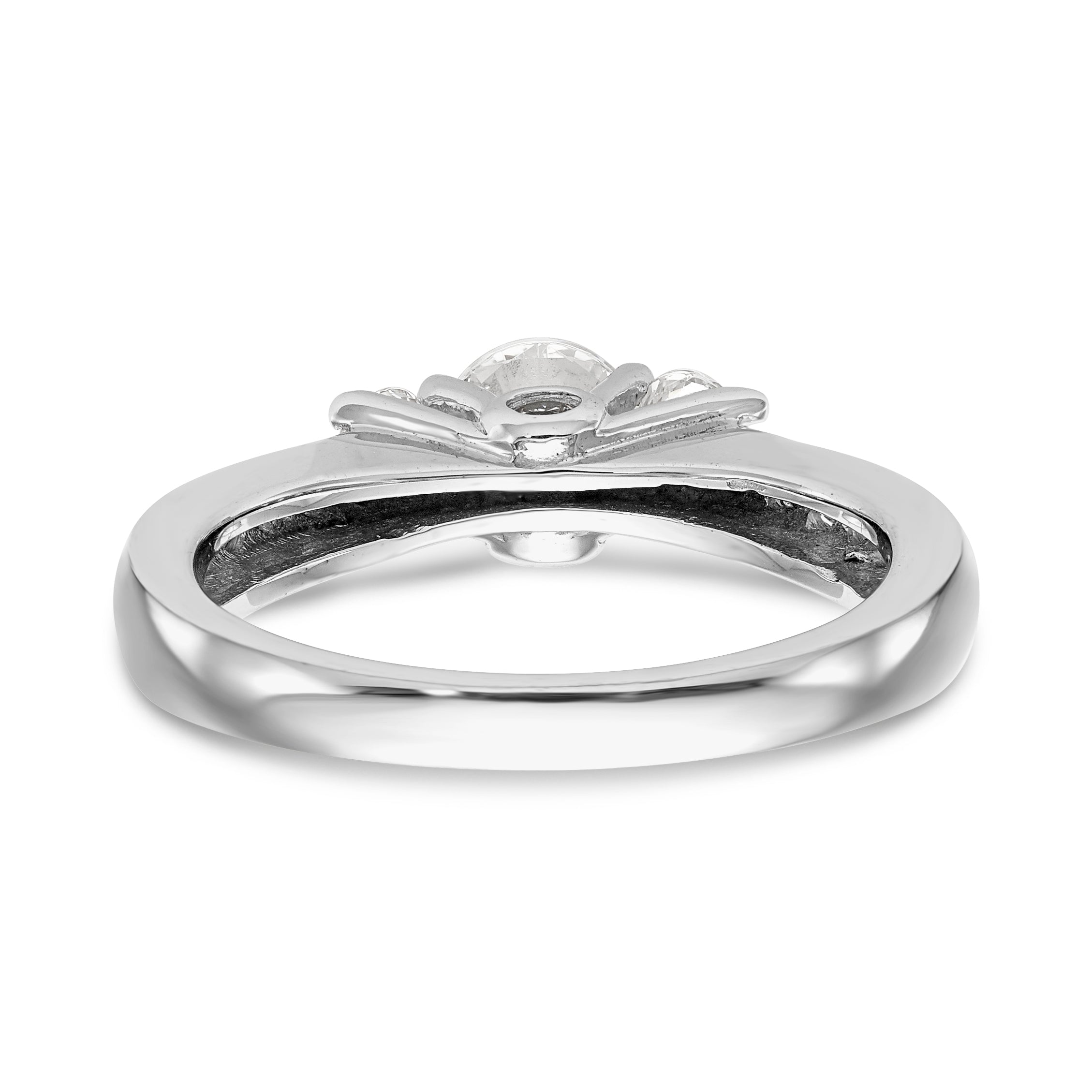 14K Weißgold Verlobungsring mit 3 simulierten Diamanten