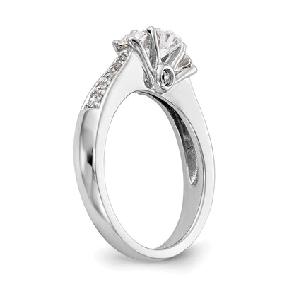 14K Weißgold Verlobungsring mit 3 simulierten Diamanten