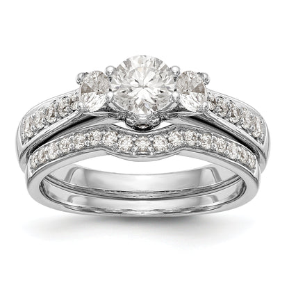 14K Weißgold Verlobungsring mit 3 simulierten Diamanten